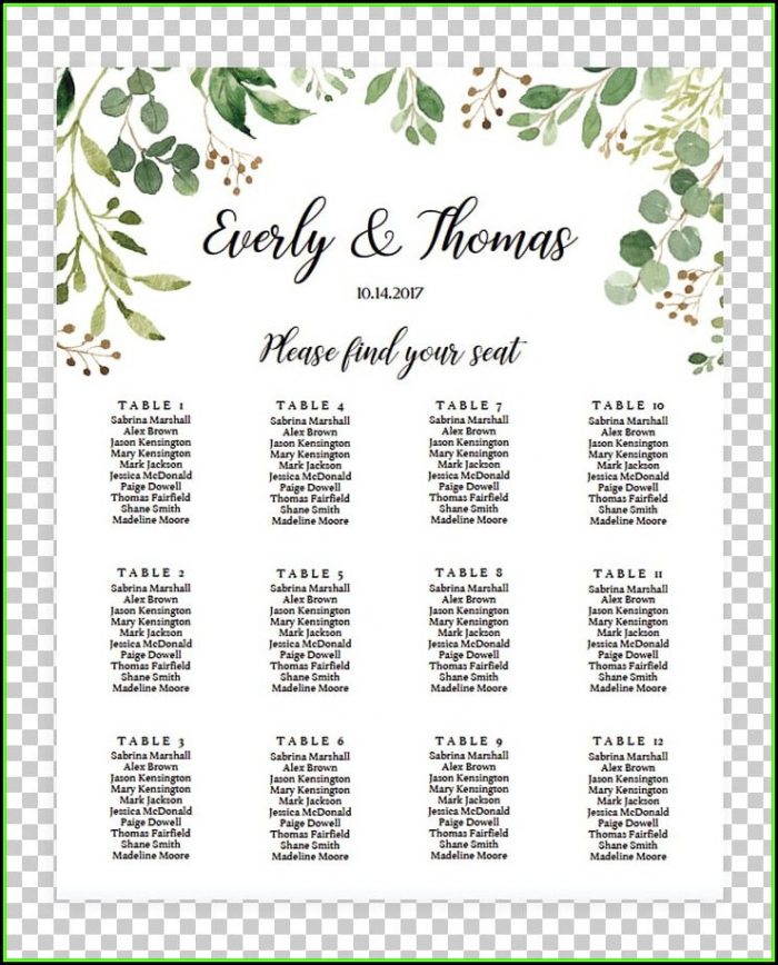 Table Seating Chart Template Microsoft Word Table Seating Chart Template Microsoft Word