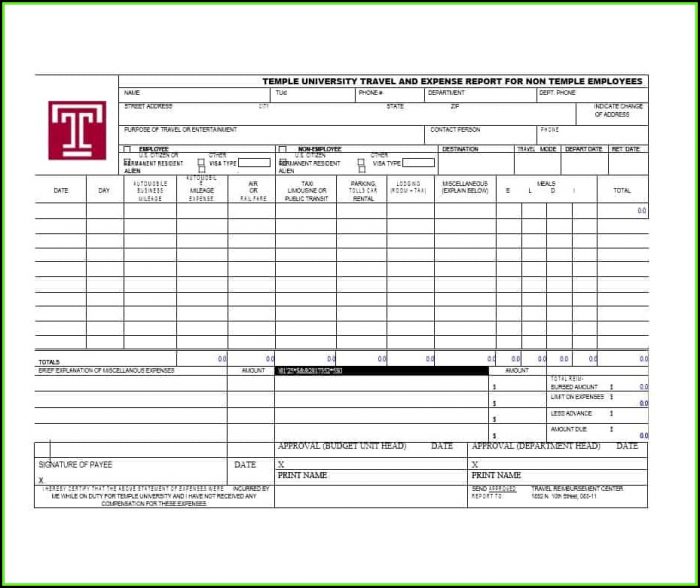 Travel Expense Report Template Travel Expense Report Template