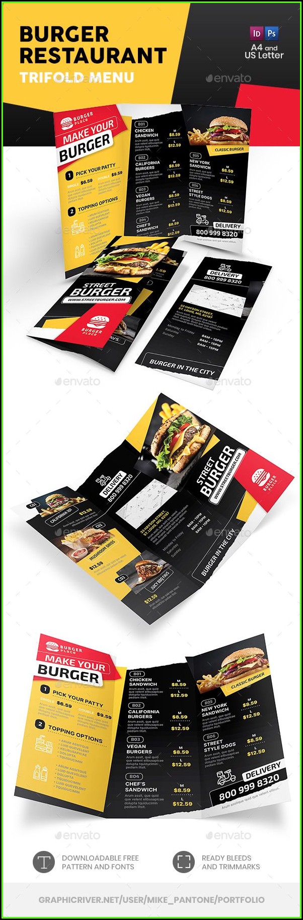 Tri Fold Menu Template Indesign Tri Fold Menu Template Indesign