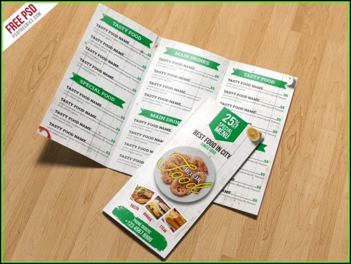 Trifold Menu Template Psd Trifold Menu Template Psd