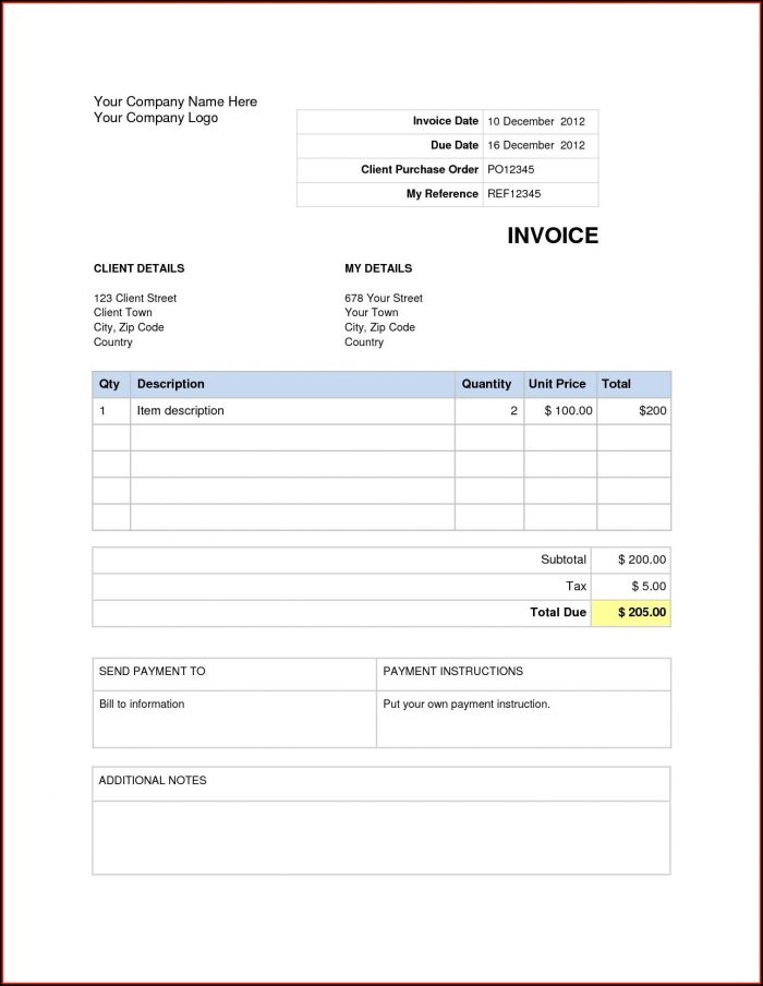 Blank Invoice Template Word Doc Blank Invoice Template Word Doc