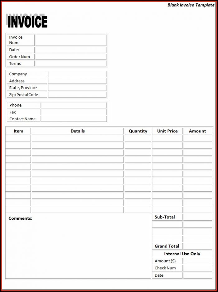 Blank Invoice Templates Word Blank Invoice Templates Word