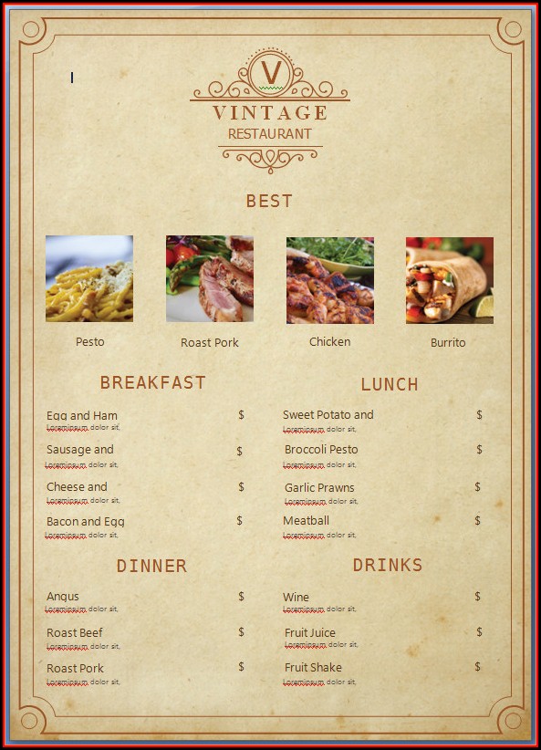 Blank Restaurant Menu Template Word Blank Restaurant Menu Template Word