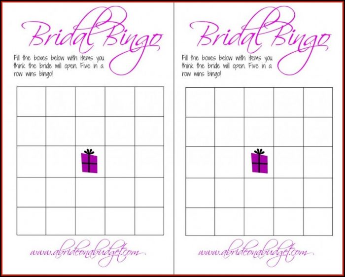 Bridal Shower Bingo Template Blank Free Bridal Shower Bingo Template Blank Free