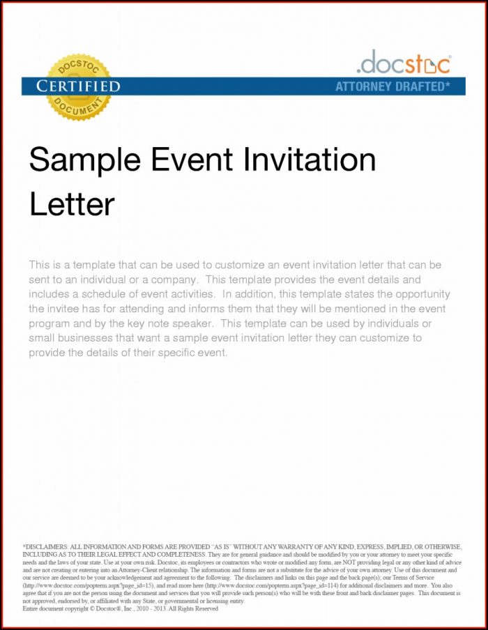 Business Event Invitation Letter Templates Business Event Invitation Letter Templates