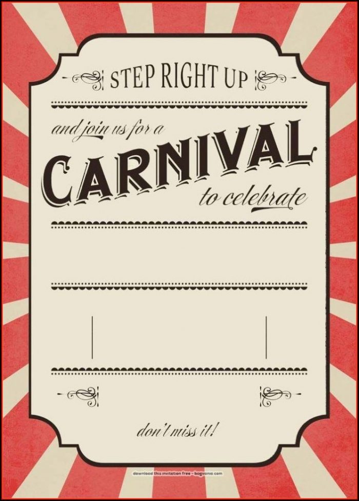 Carnival Birthday Invitation Template Free Carnival Birthday Invitation Template Free