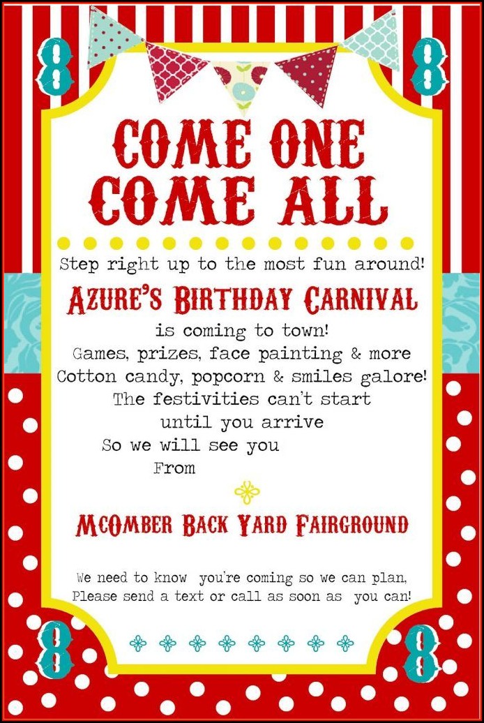 Carnival Invitation Template Printable Carnival Invitation Template Printable