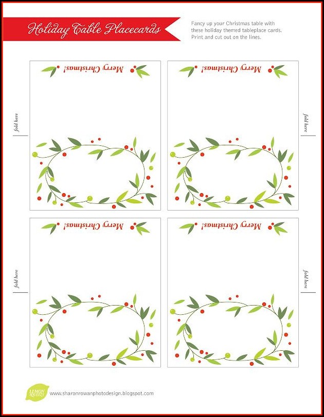 Christmas Place Cards Template Christmas Place Cards Template
