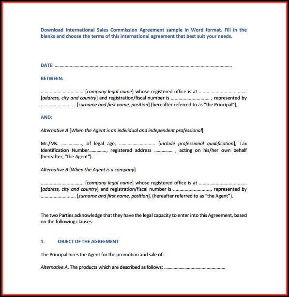 Commission Sales Agreement Template Free Download Commission Sales Agreement Template Free Download