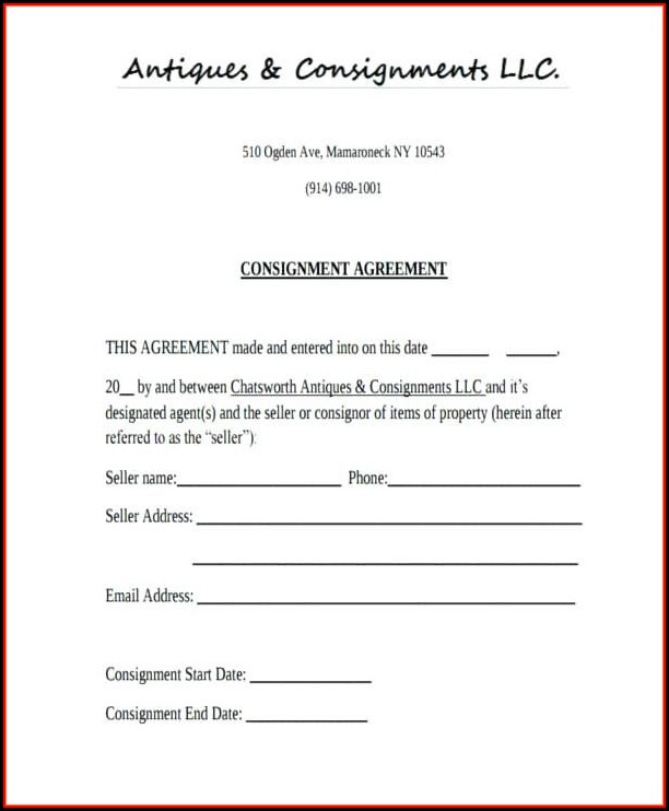 Consignment Contract Example Consignment Contract Example