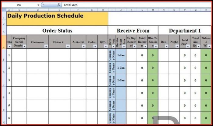 Daily Production Schedule Template Excel Daily Production Schedule Template Excel