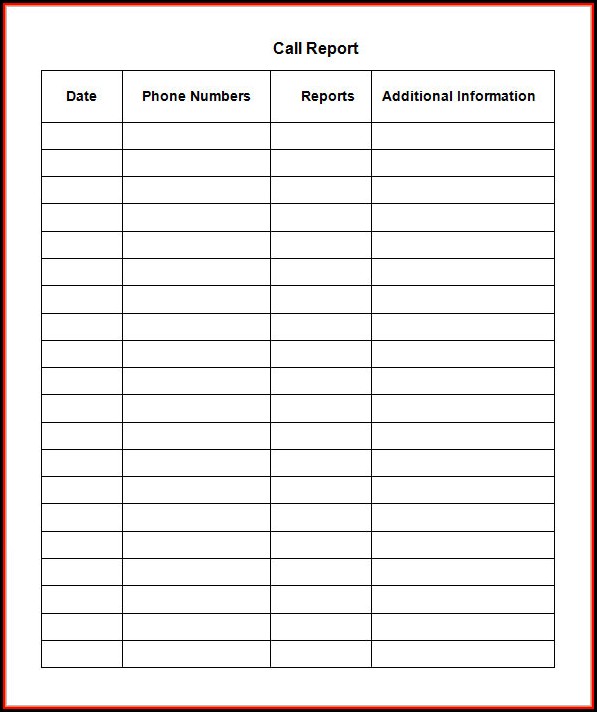 Daily Sales Call Report Template In Excel Daily Sales Call Report Template In Excel