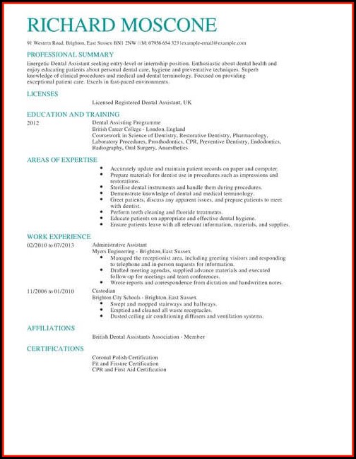 Dental Assistant Cv Template Dental Assistant Cv Template