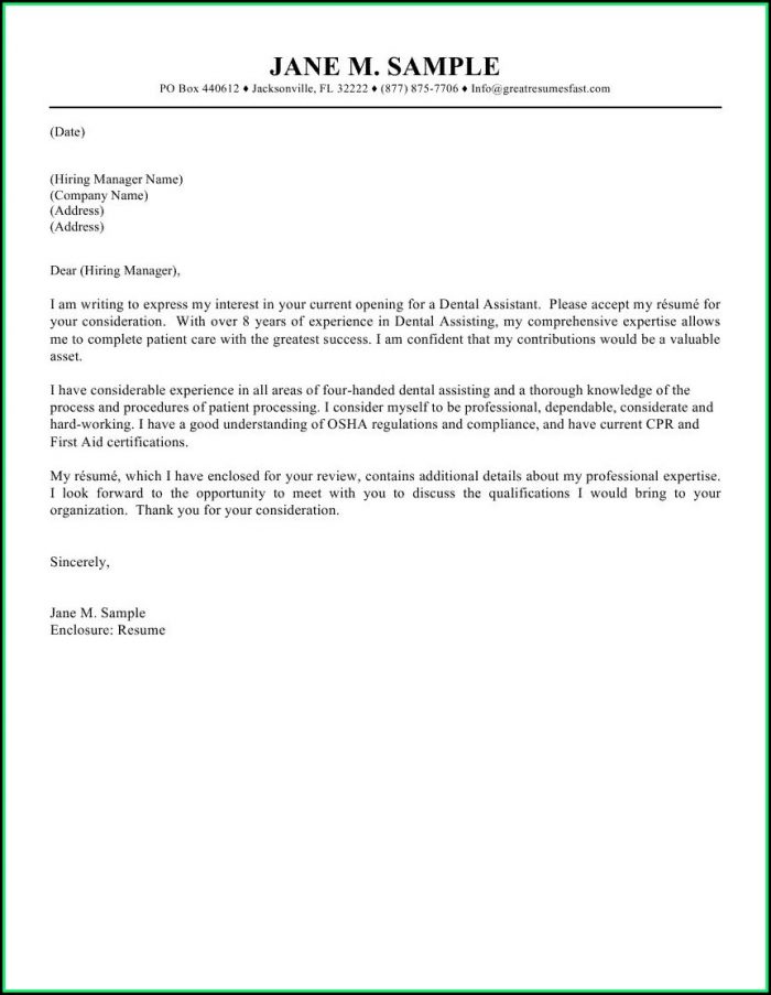 Dental Assistant Resume Cover Letter Template Dental Assistant Resume Cover Letter Template