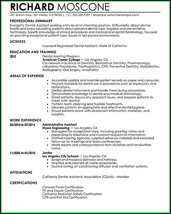 Dental Assistant Resume Template Examples Dental Assistant Resume Template Examples