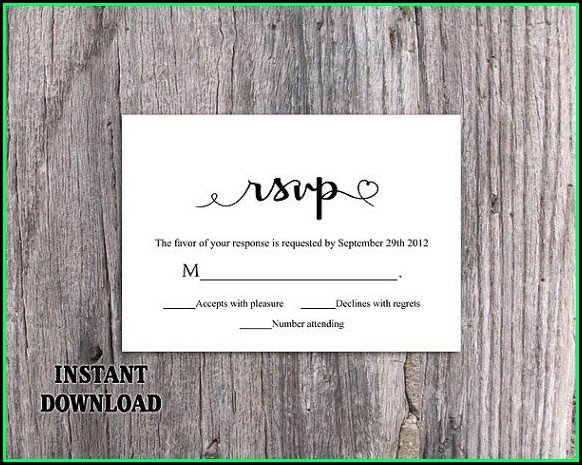 Diy Rsvp Wedding Cards Template Diy Rsvp Wedding Cards Template