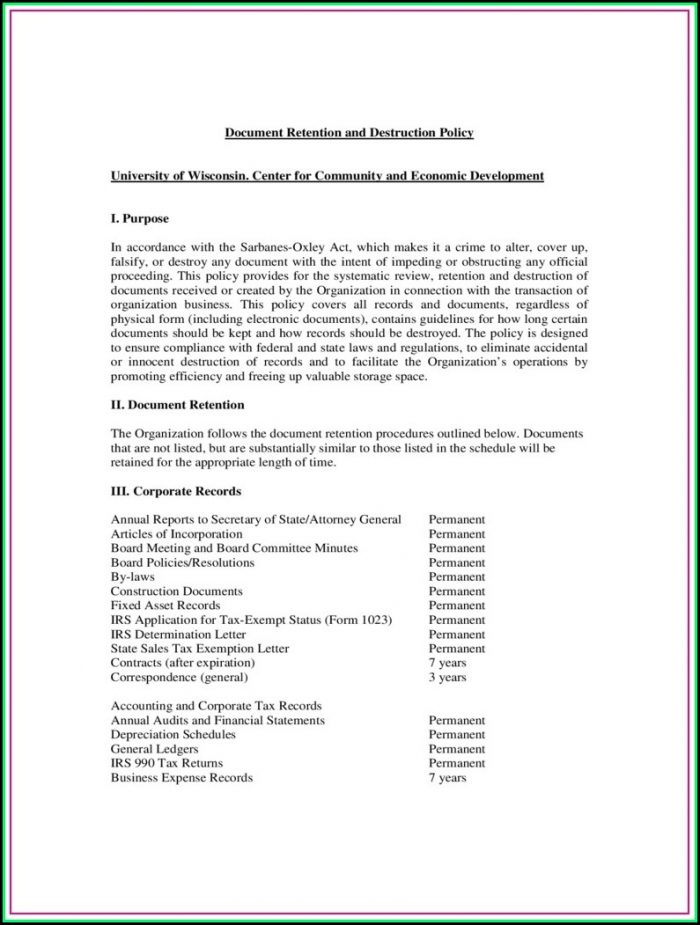 Document Retention Policy Example Uk Document Retention Policy Example Uk