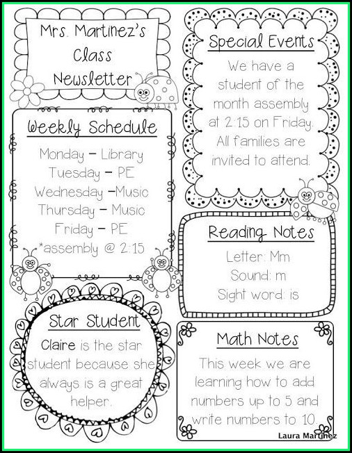 Editable Newsletter Template For Teachers Editable Newsletter Template For Teachers