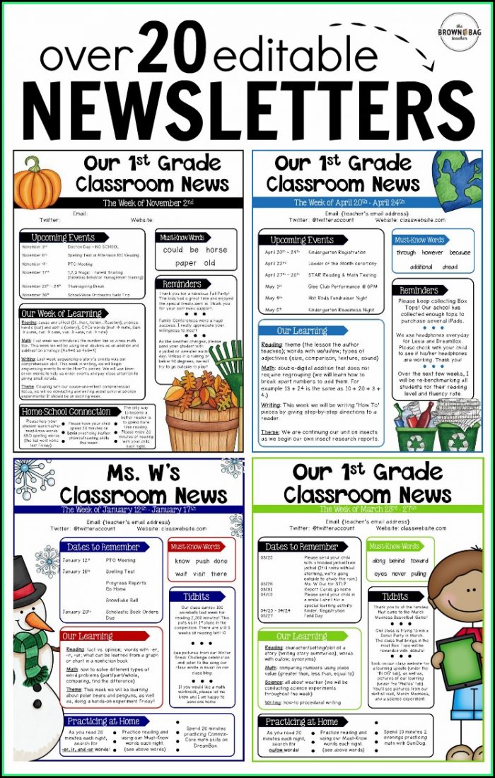 Editable Newsletter Template School Editable Newsletter Template School