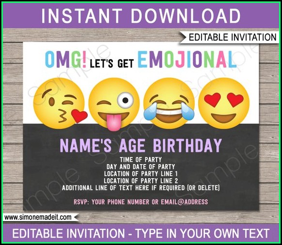 Emoji Birthday Invite Template Emoji Birthday Invite Template