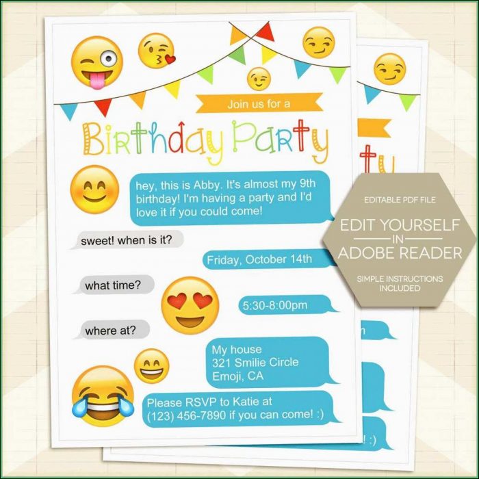Emoji Editable Birthday Invitations Templates Free Emoji Editable Birthday Invitations Templates Free