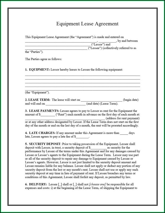 Equipment Rental Agreement Template Doc Equipment Rental Agreement Template Doc