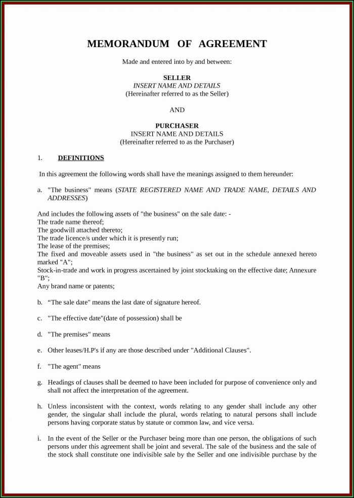 Exclusivity Agreement Sample Memorandum Of Understanding Exclusivity Agreement Sample Memorandum Of Understanding
