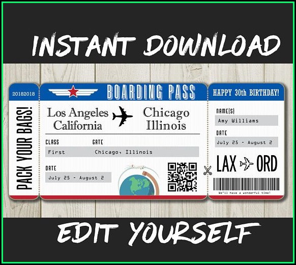 Fake Airline Ticket Printable Fake Airline Ticket Printable