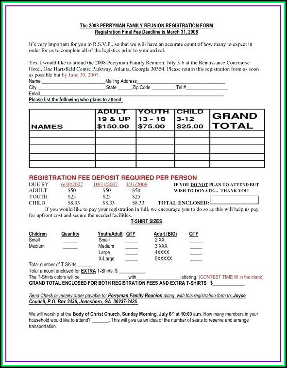 Family Reunion Registration Letter Template Family Reunion Registration Letter Template