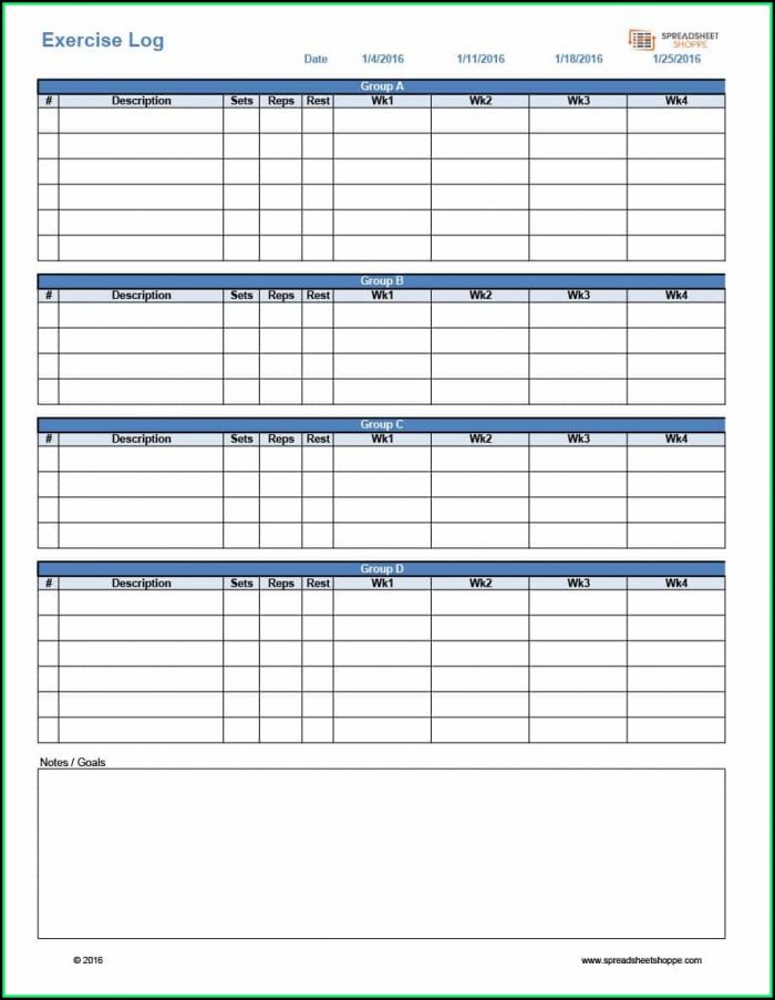 Fitness Log Template Free Fitness Log Template Free