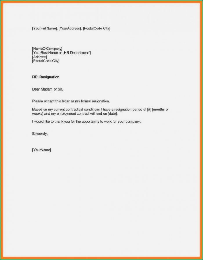 Free 2 Week Resignation Letter Template Free 2 Week Resignation Letter Template
