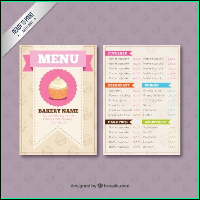 Free Bakery Menu Template Free Bakery Menu Template