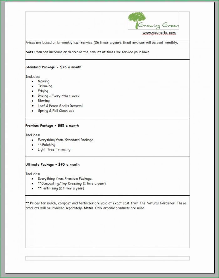 Free Bid Proposal Template For Lawn Care Free Bid Proposal Template For Lawn Care