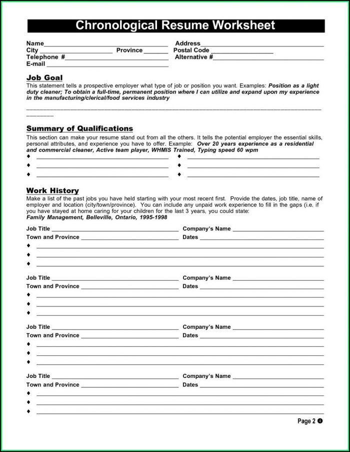 Free Blank Chronological Resume Templates Free Blank Chronological Resume Templates