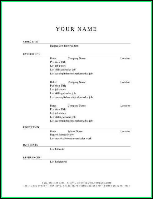 Free Blank Resume Templates To Print Free Blank Resume Templates To Print