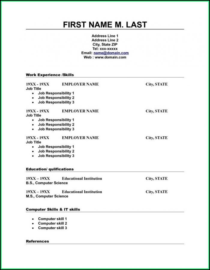 Free Blank Resume Templates Word Free Blank Resume Templates Word