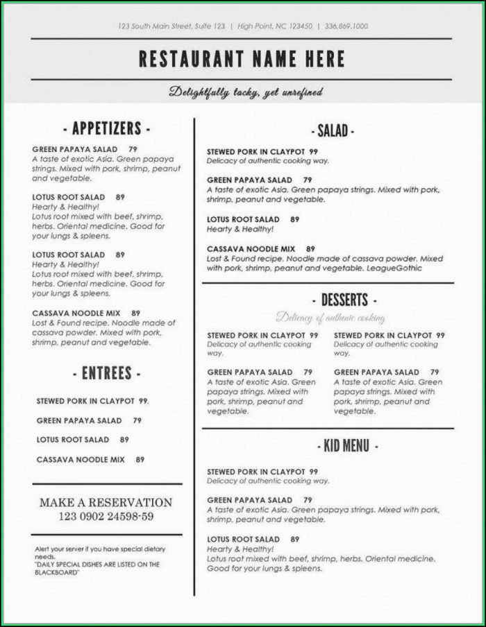 Free Catering Menu Template Word Free Catering Menu Template Word