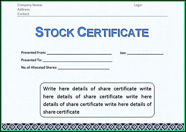 Free Corporate Stock Certificate Template Word Free Corporate Stock Certificate Template Word