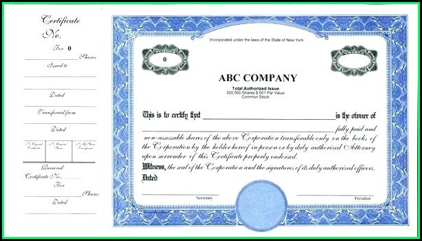 Free Corporate Stock Certificate Template Free Corporate Stock Certificate Template