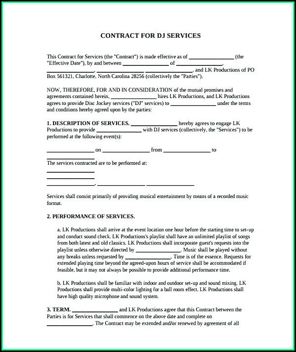 Free Dj Contracts Templates Free Dj Contracts Templates