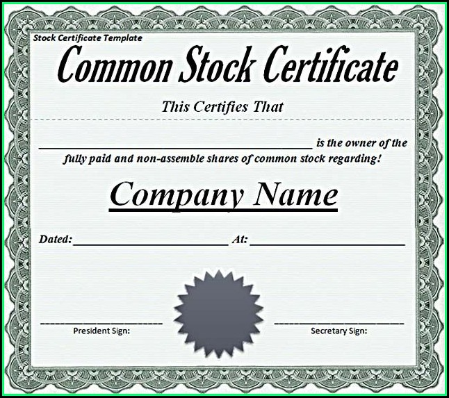 Free Editable Stock Certificate Template Free Editable Stock Certificate Template