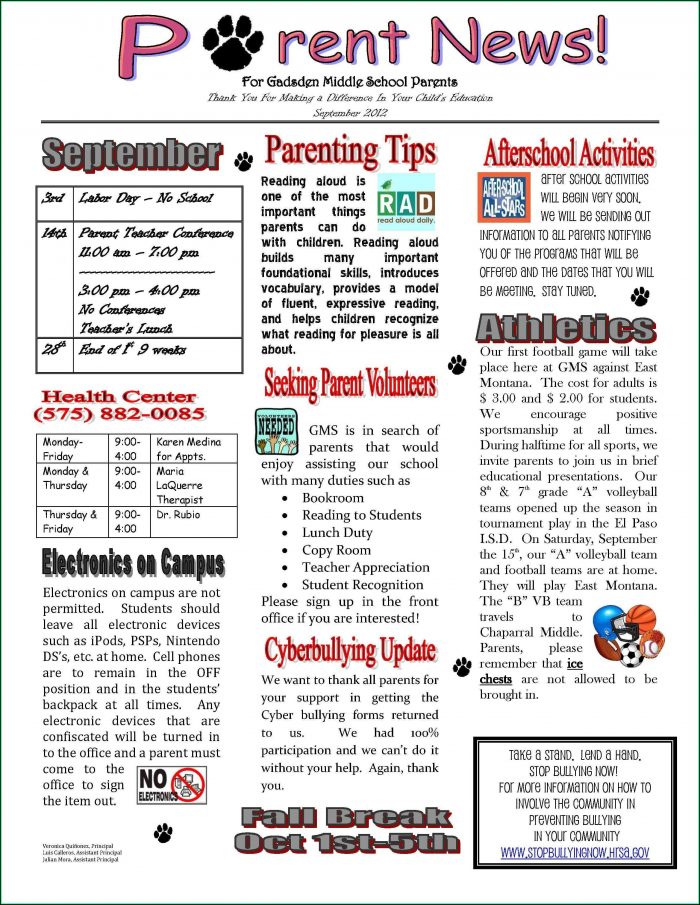 Free Elementary School Newsletter Templates Free Elementary School Newsletter Templates