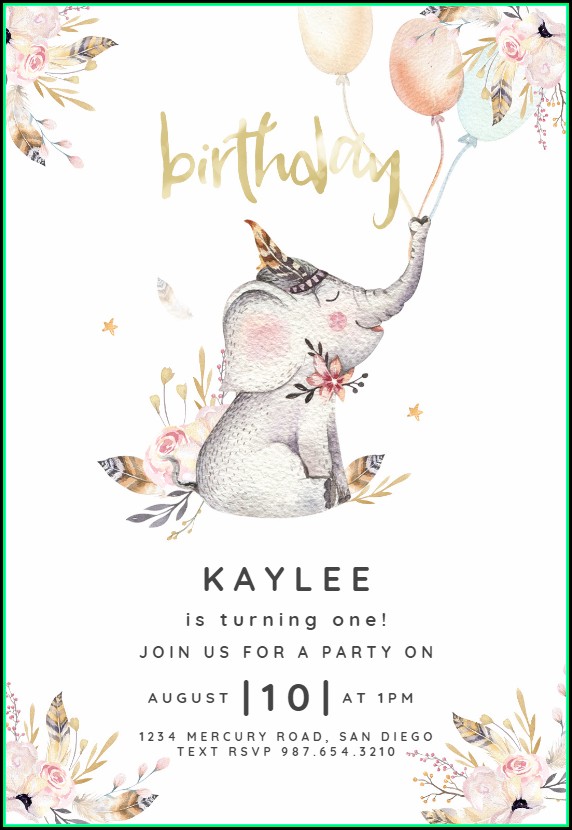 Free Elephant Birthday Invitation Template Free Elephant Birthday Invitation Template
