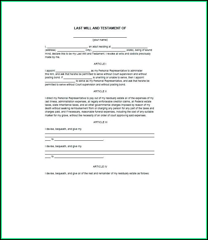 Free Examples Of Last Will And Testament Template Free Examples Of Last Will And Testament Template