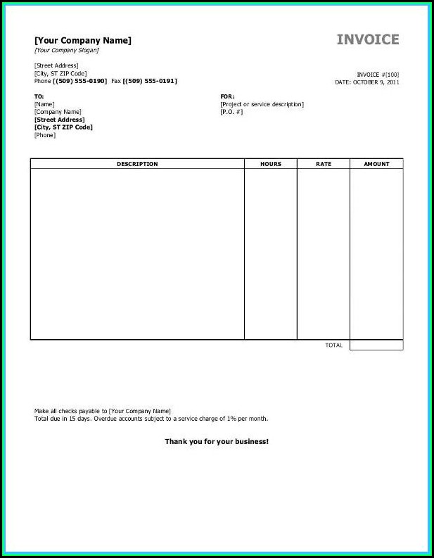 Free Invoice Templates For Microsoft Word Free Invoice Templates For Microsoft Word