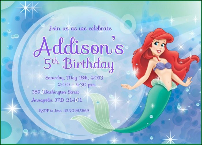 Free Little Mermaid Birthday Invitation Templates Free Little Mermaid Birthday Invitation Templates