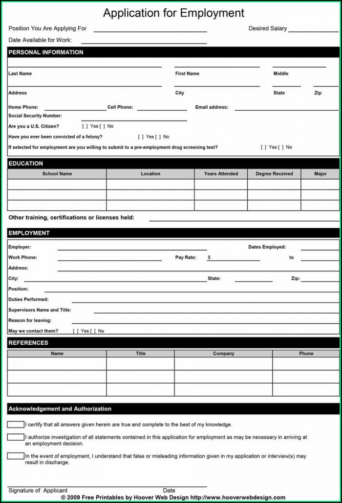Free Printable Employment Application Template Free Printable Employment Application Template