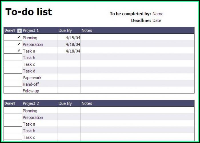 Free Project To Do List Template Excel Free Project To Do List Template Excel