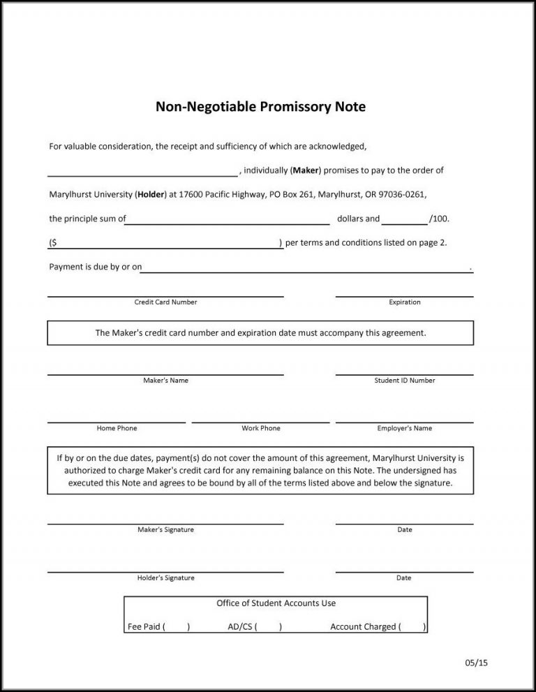 Free Promissory Note Template For Personal Loan