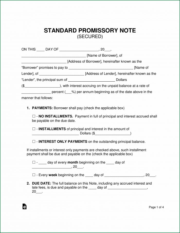 Free Secured Promissory Note Template Word Free Secured Promissory Note Template Word